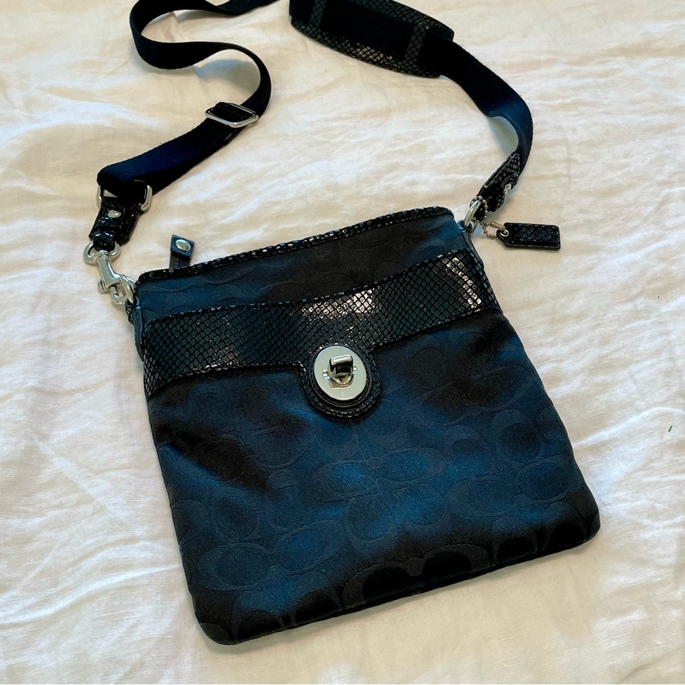 Coach Signature Black Crossbody Bag with Logo